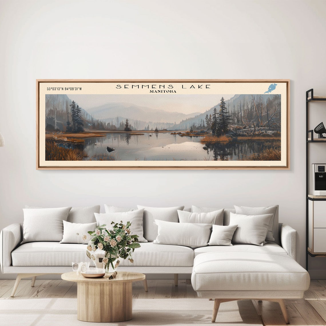 Semmens Lake Manitoba Hazy Valley Golden Marsh Pines Travel Poster - Image 2