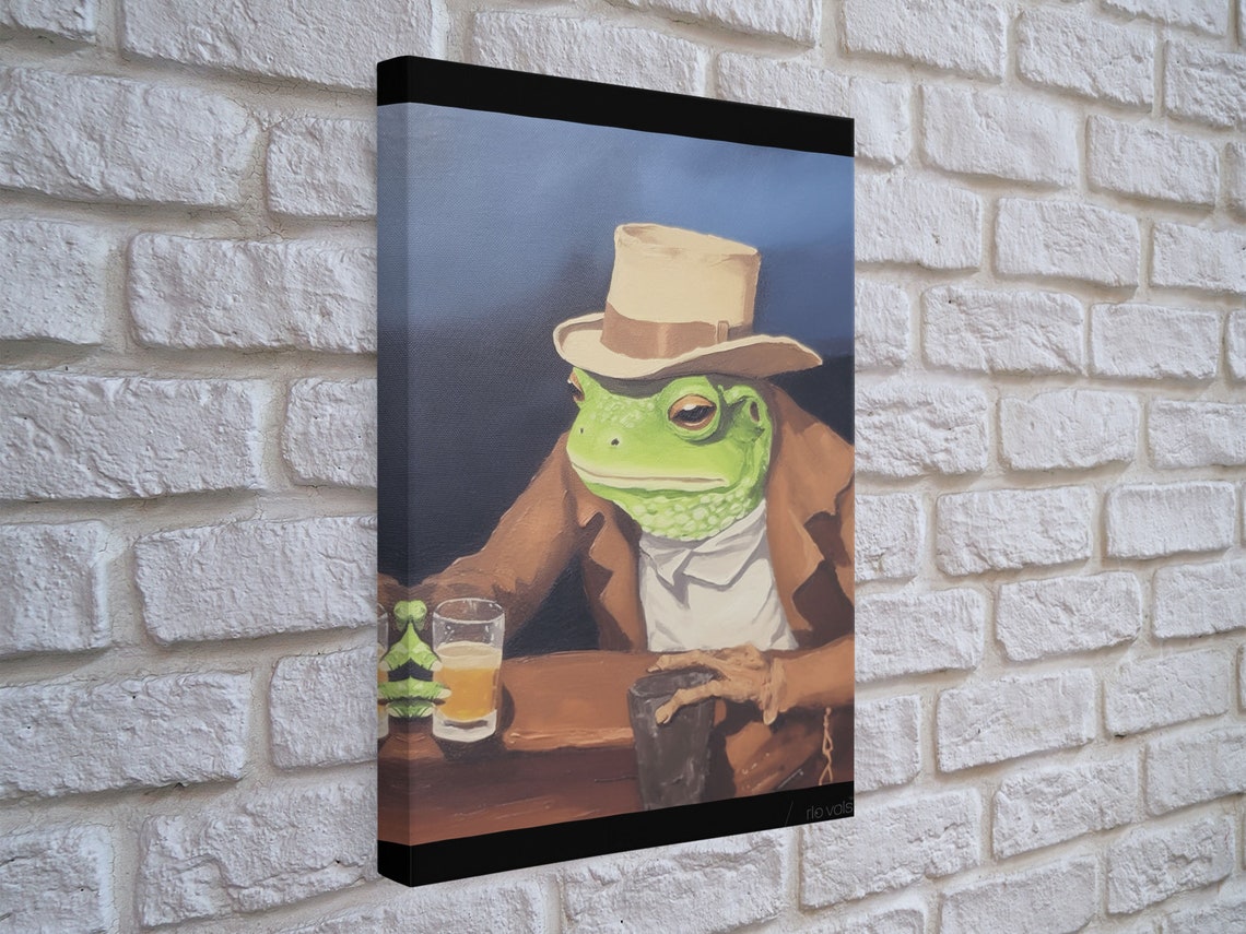 Sad Cowboy Frog Havin A Beer Funny Western Humor Animal Art Poster - Image 3