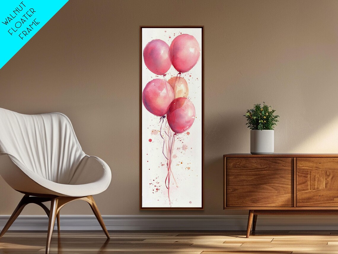 Pink Watercolor Balloons Party Cluster Confetti Whimsical Wall Poster - Image 2