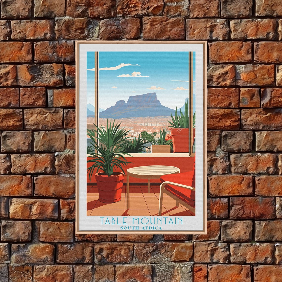 Table Mountain South Africa Sunny Terrace Balcony View Poster
