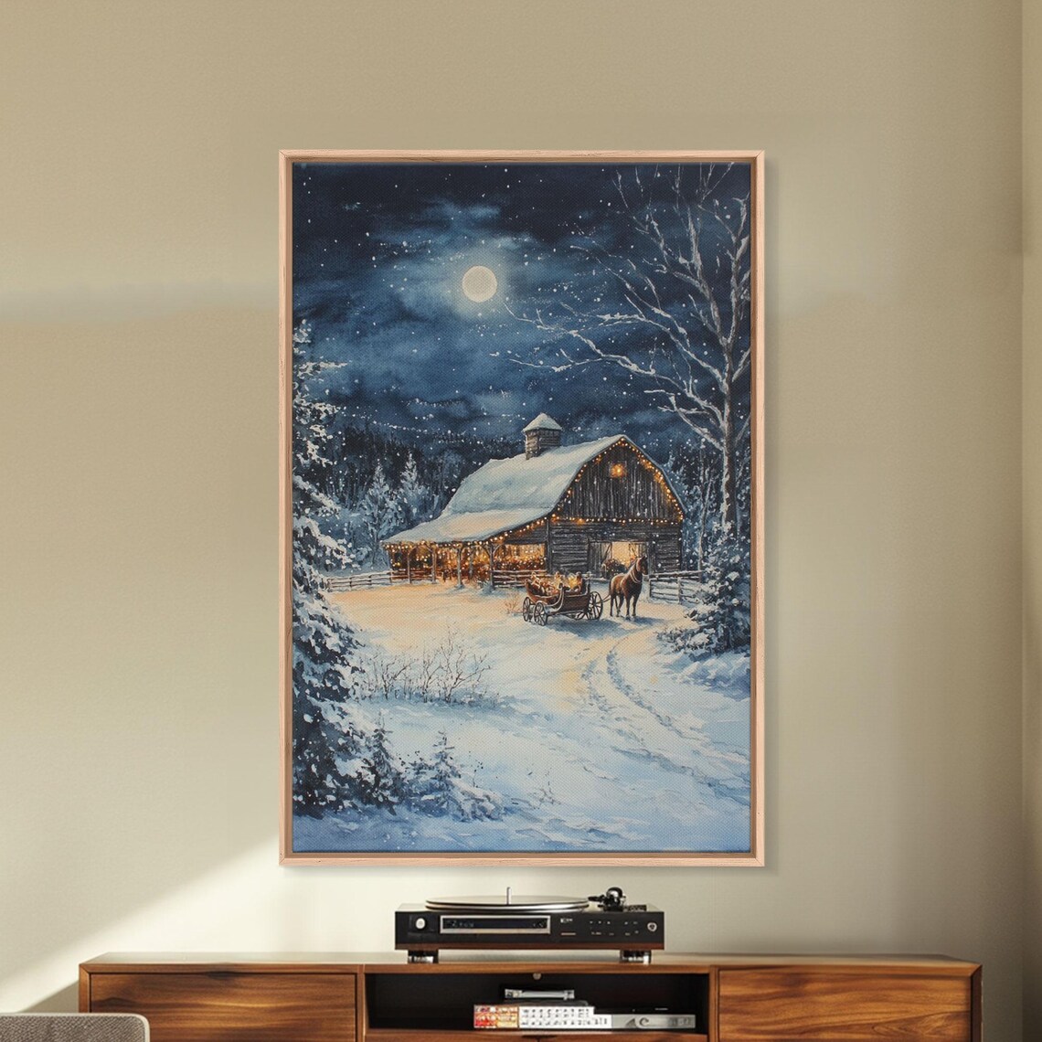 The Christmas Barn, Farmhouse Christmas Art Print - Image 3