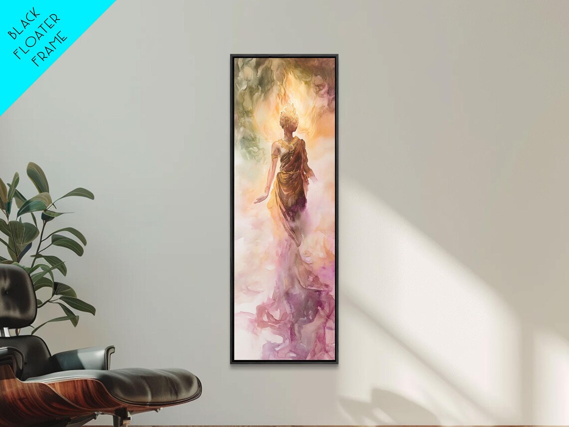 Ethereal Goddess Radiant Golden Halo Pink Watercolor Feminine Art Poster - Image 5