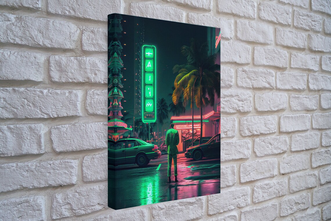 Neon Tokyo Streets, 80s Retro Style Travel Poster - Image 3