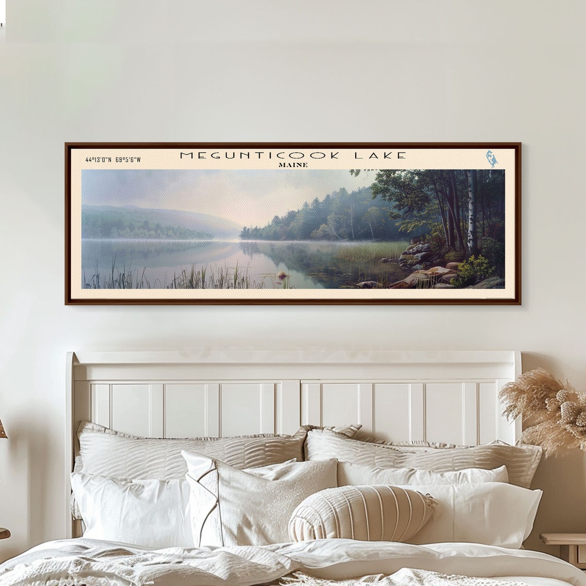 Megunticook Lake Maine Misty Morning Pine Birch Shoreline Lake Poster - Image 5