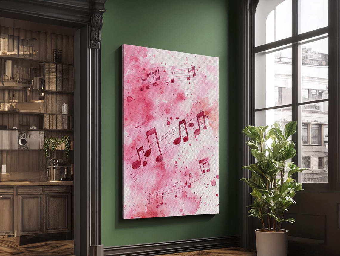Pink Musical Notes Watercolor Floating Melody Music Lovers Wall Poster - Image 4