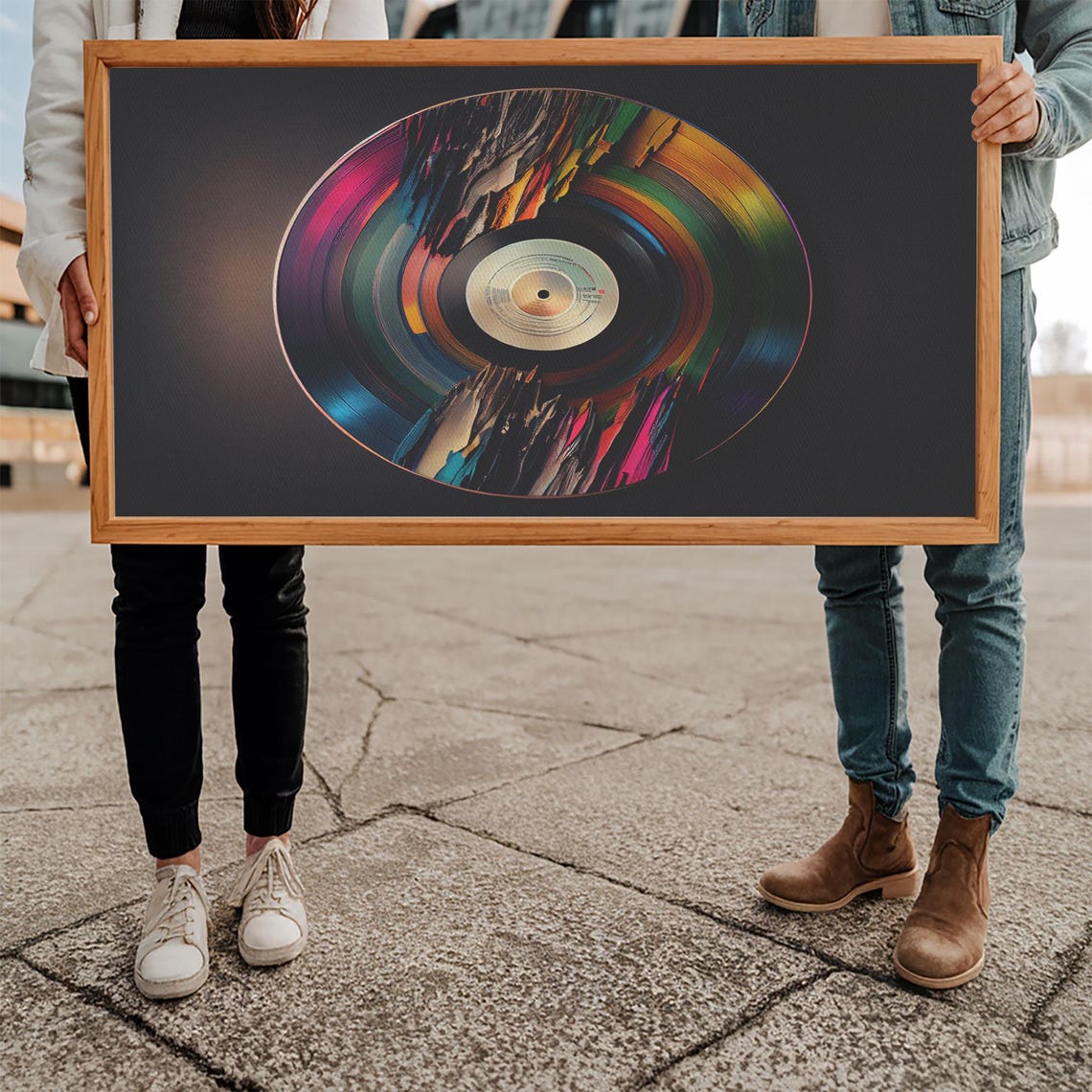 Synthwave Vinyl Record Art Print Framed Wall Art Interior Design Musical Wall Art Music Room Decor - Image 5