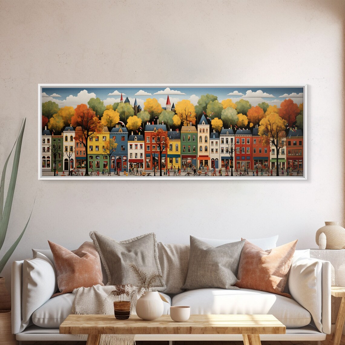 Boston Row Houses, 1800s Panoramic Travel Poster