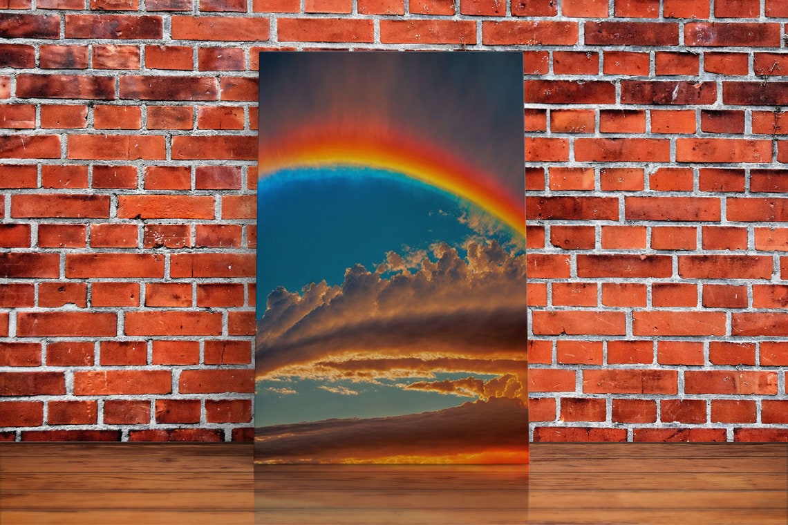 Rainbow Art Framed Print Rainbow Painting Colorful Cloudy Sky Wall Decor - Image 5
