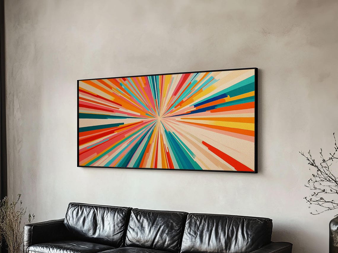 Colorful Starburst Sun Rays Exploding Rainbow Abstract Print - Image 6