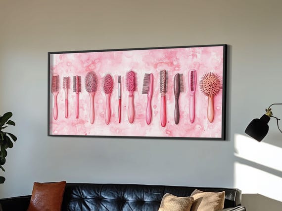 Hairbrush Painting Framed Print Light Pink Wall Art Cottagecore Decor Minimalist Art Above Sofa Rustic Art Gift Idea