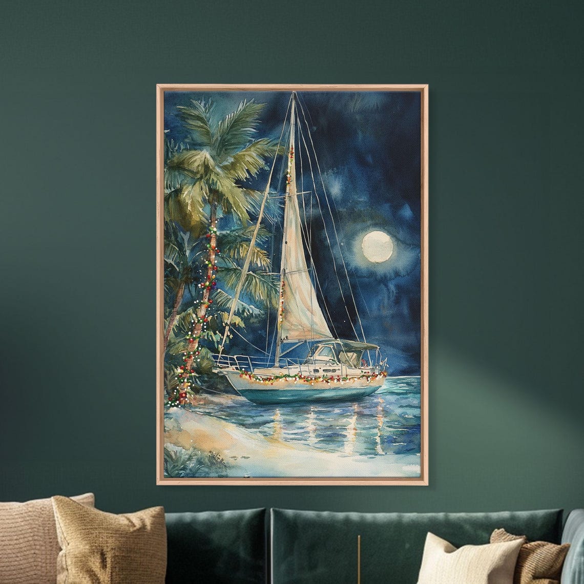 Sailboats In The Winter Lake House Decor Colorful Christmas Wall Art Winter Decor Holiday Art Holiday Decor Christmas Handmade Art - Image 4