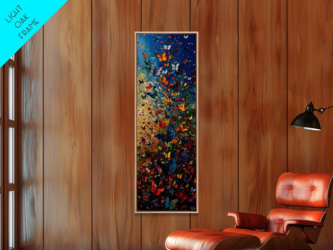 Swarm Of Colorful Butterflies Over Dark Floral Meadow Nature Poster - Image 6