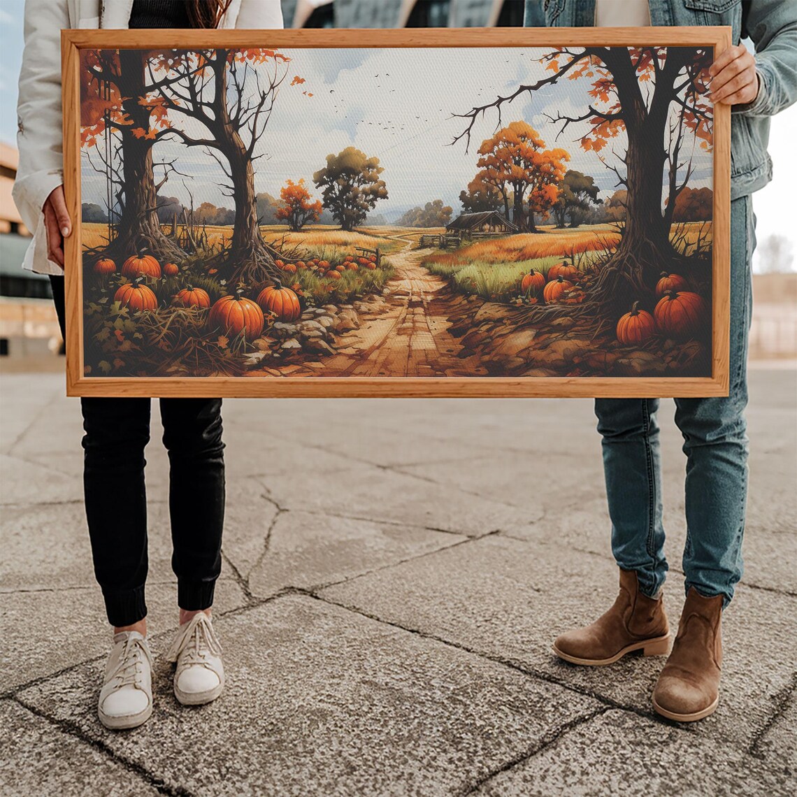 Autumn Pumpkin Patch Fall Harvest Landscape Rustic Country Wall Art Poster - Image 5