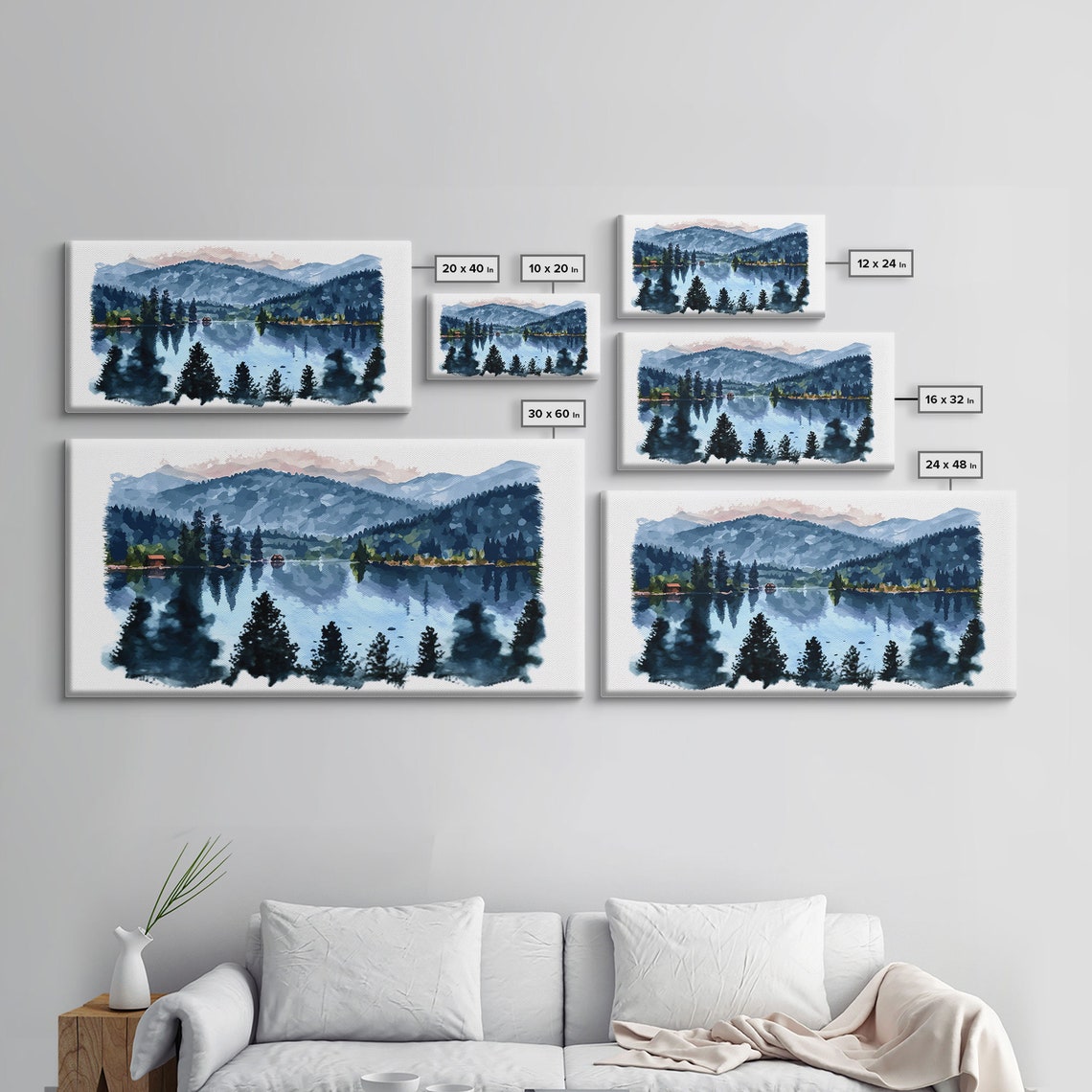 Lake Print Nature Print Landscape Print Waterton National Park Lake Painting Landscape Painting Waterton Art Vintage Style State Park - Image 2