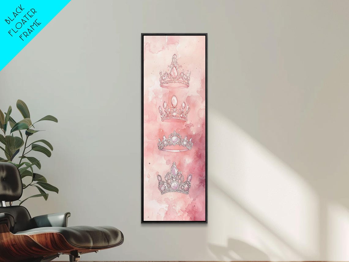 Diamond Crown Print Elegant Light Pink Wall Art Vertical Cottagecore Wall Art Decorative Feminine Whimsical Art Gift Idea - Image 2