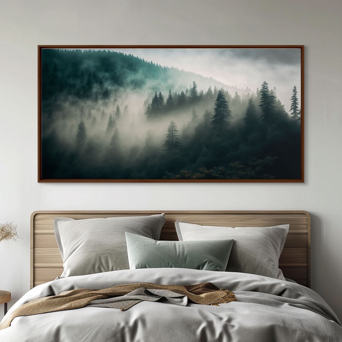 Foggy Forest Zen Landscape Art Print, Relaxing Decor