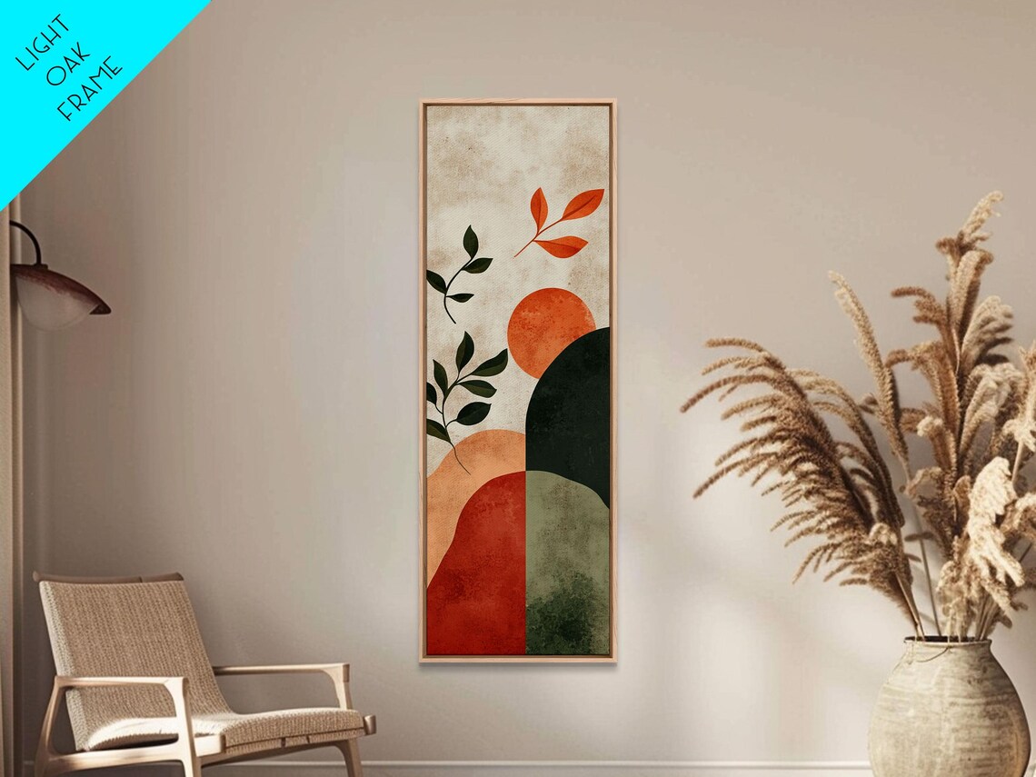 Boho Abstract Sun Leaves Sage Green Terracotta Modern Wall Art - Image 5
