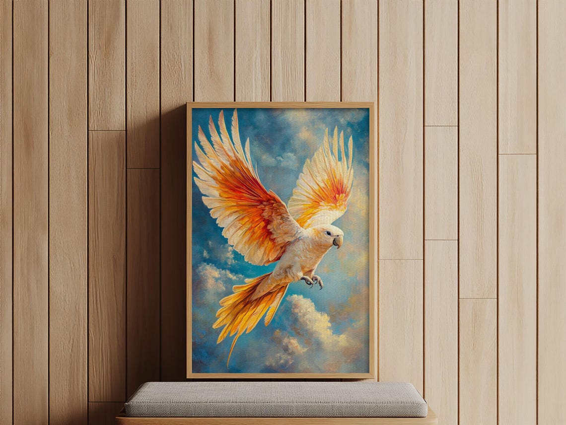 Cockatoo Parrot Soaring Sky Tropical Bird Flight Blue Sky Wall Poster - Image 5