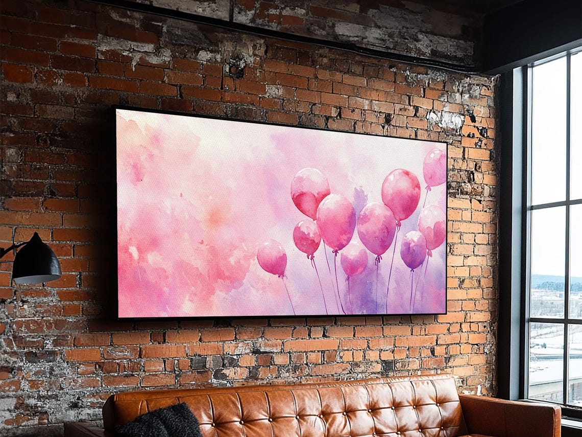 Pink Balloons Floating Watercolor Dreamy Whimsical Party Wall Poster - Image 6