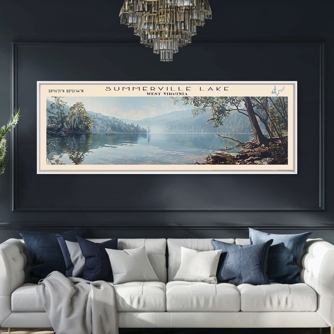 Summerville Lake West Virginia Deep Blue Water Forest Travel Poster - Image 3
