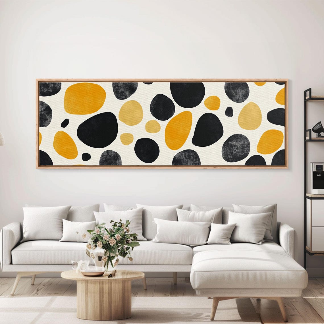 Black Mustard Yellow Organic Stones Mid Century Modern Abstract Poster - Image 4