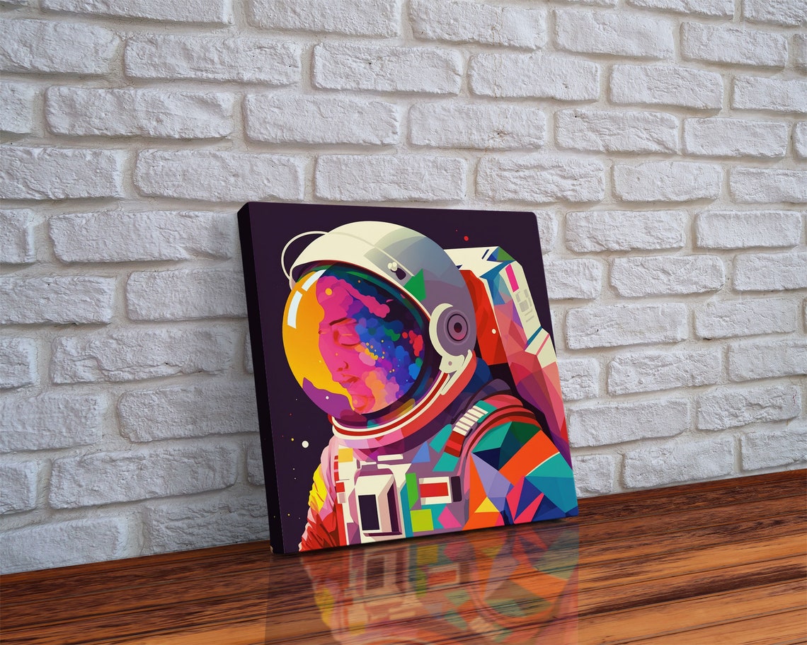 Psychedelic Astronaut Pop Art Colorful Space Explorer Geometric Poster - Image 5