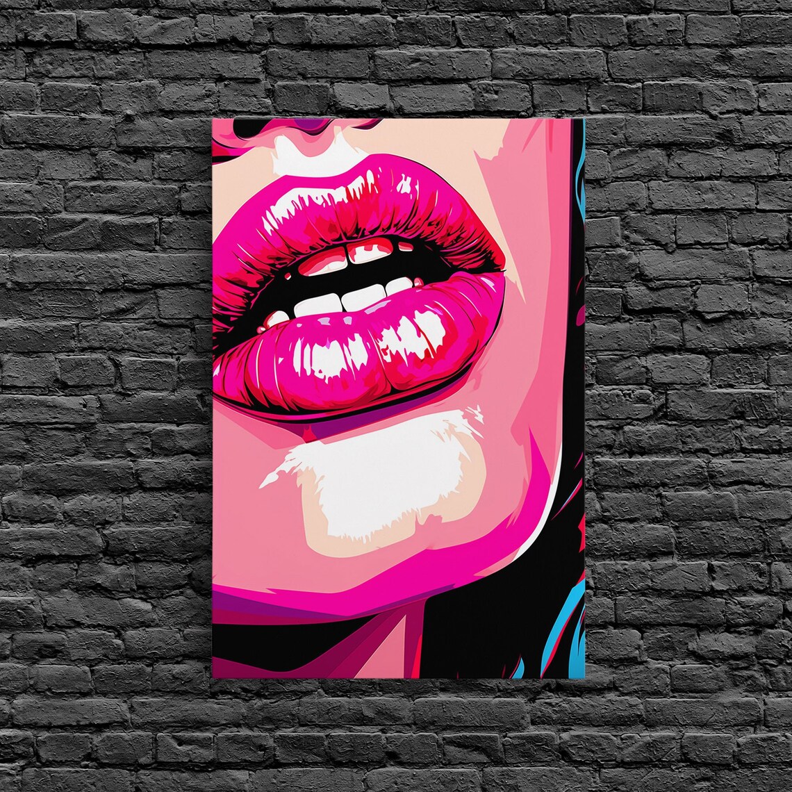 Pop Art Pink Lips Glossy Magenta Bold Girly Comic Style Modern Wall Poster - Image 6