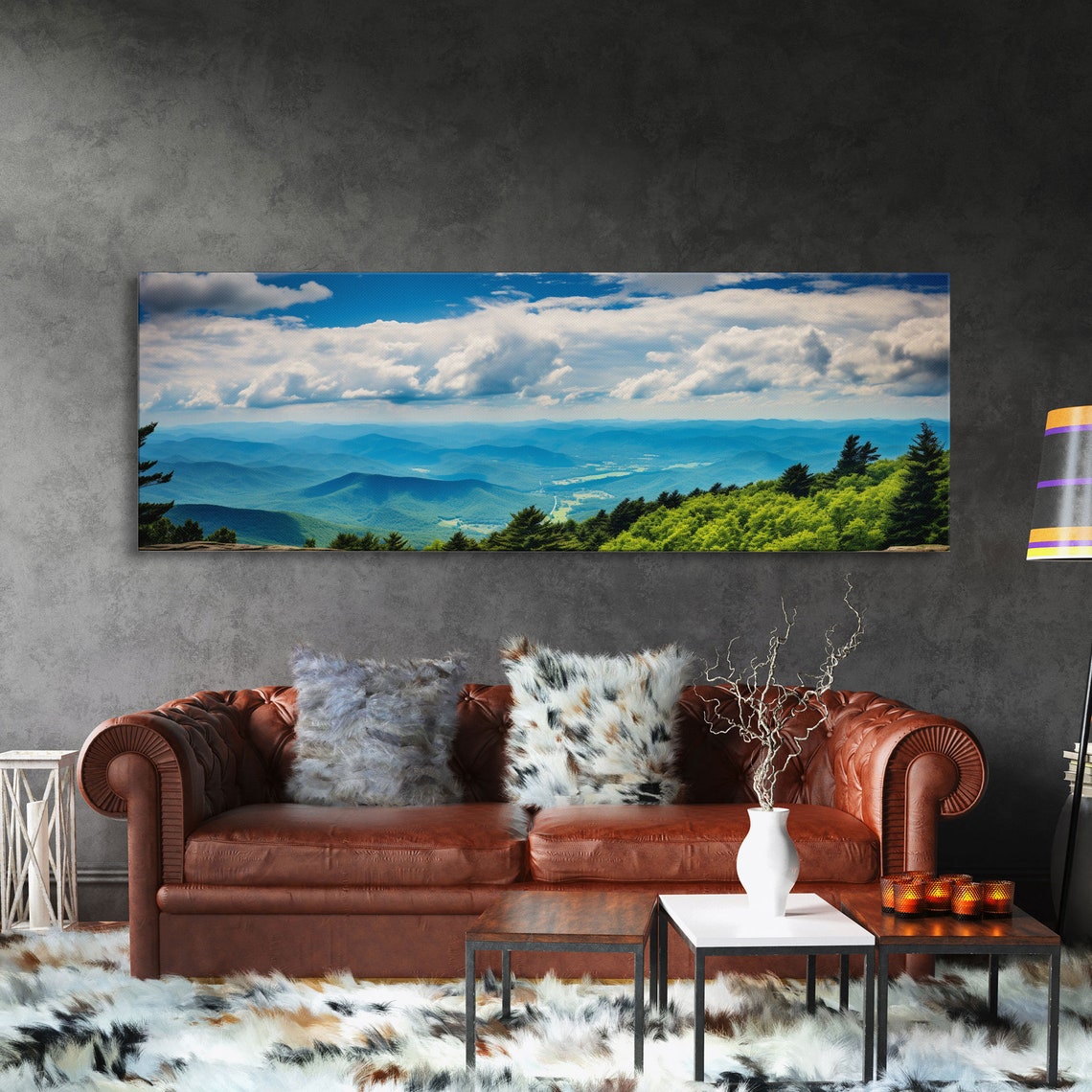 Blue Ridge Mountains Panoramic Wall Art Bluebridge Mountains National Parkway Beautiful Cabin Decor Boho Photography Wall Art Print - Image 3