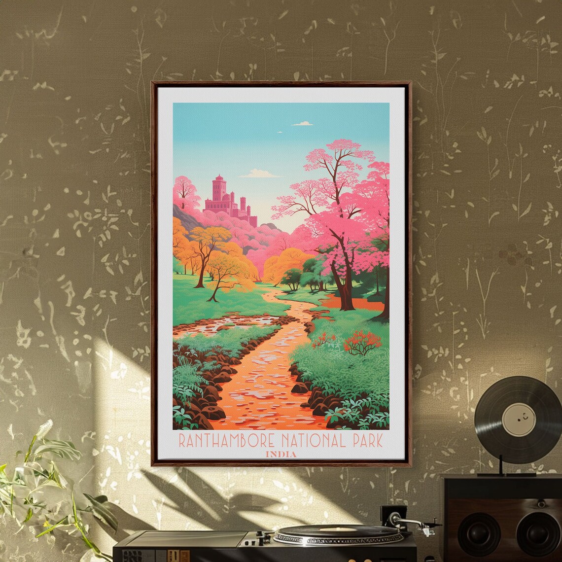 Ranthambore National Park India Blossoming Trees Fort View Travel Poster - Image 4