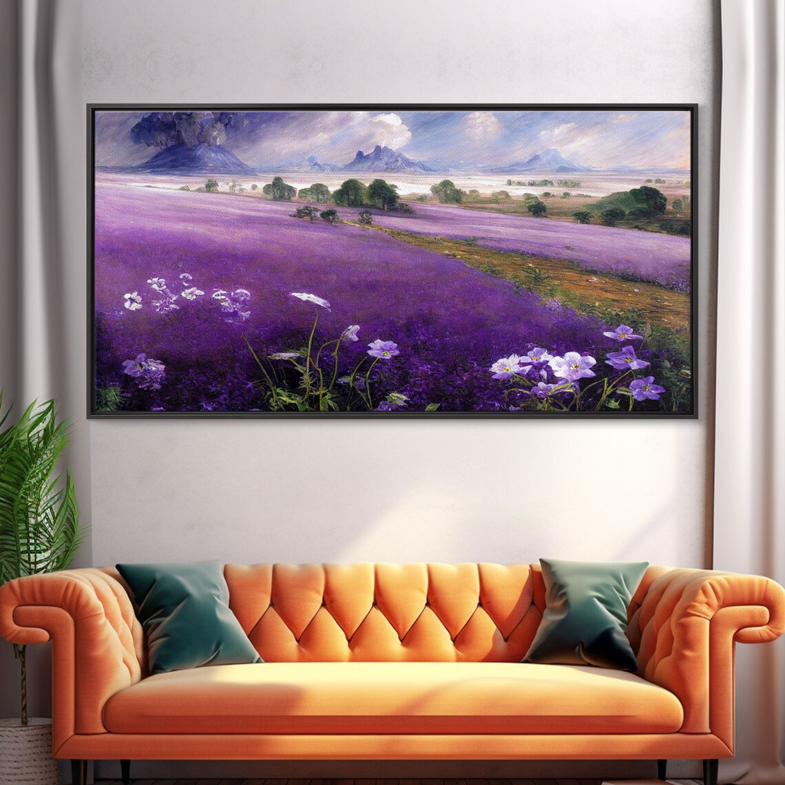 Purple Lavender Fields, Abstract Watercolor Art Print - Image 5
