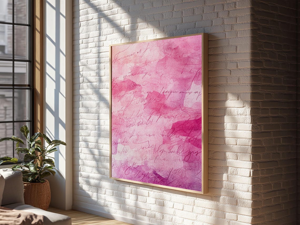 Pink Calligraphy Abstract Watercolor Romantic Script Love Wall Poster - Image 5