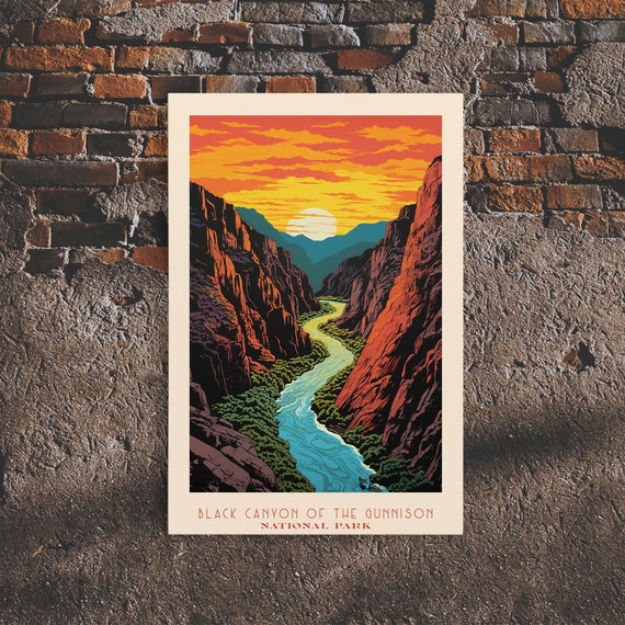 Black Canyon Of The Gunnison National Park Framed Wall Art Print Travel Poster Colorado Travel Art Roadtrip Decor Cool Art