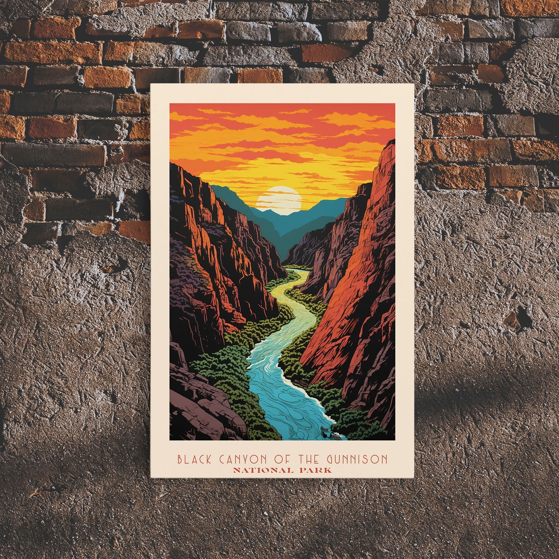 Black Canyon Of The Gunnison National Park Framed Wall Art Print Travel Poster Colorado Travel Art Roadtrip Decor Cool Art