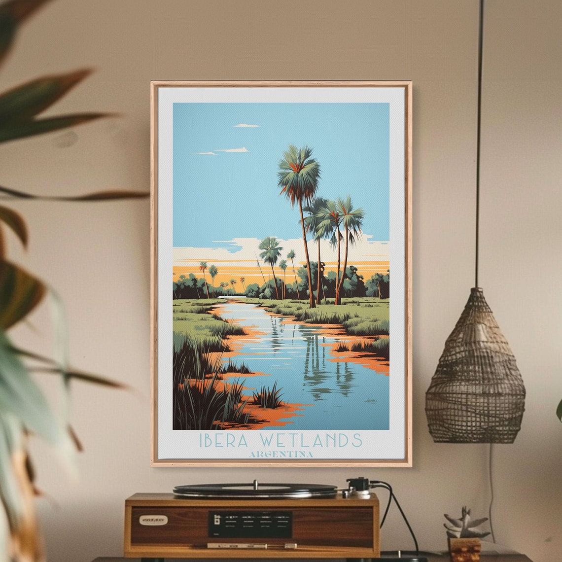Ibera Wetlands Argentina Marsh Channel Palm Trees Sunset Travel Poster - Image 6