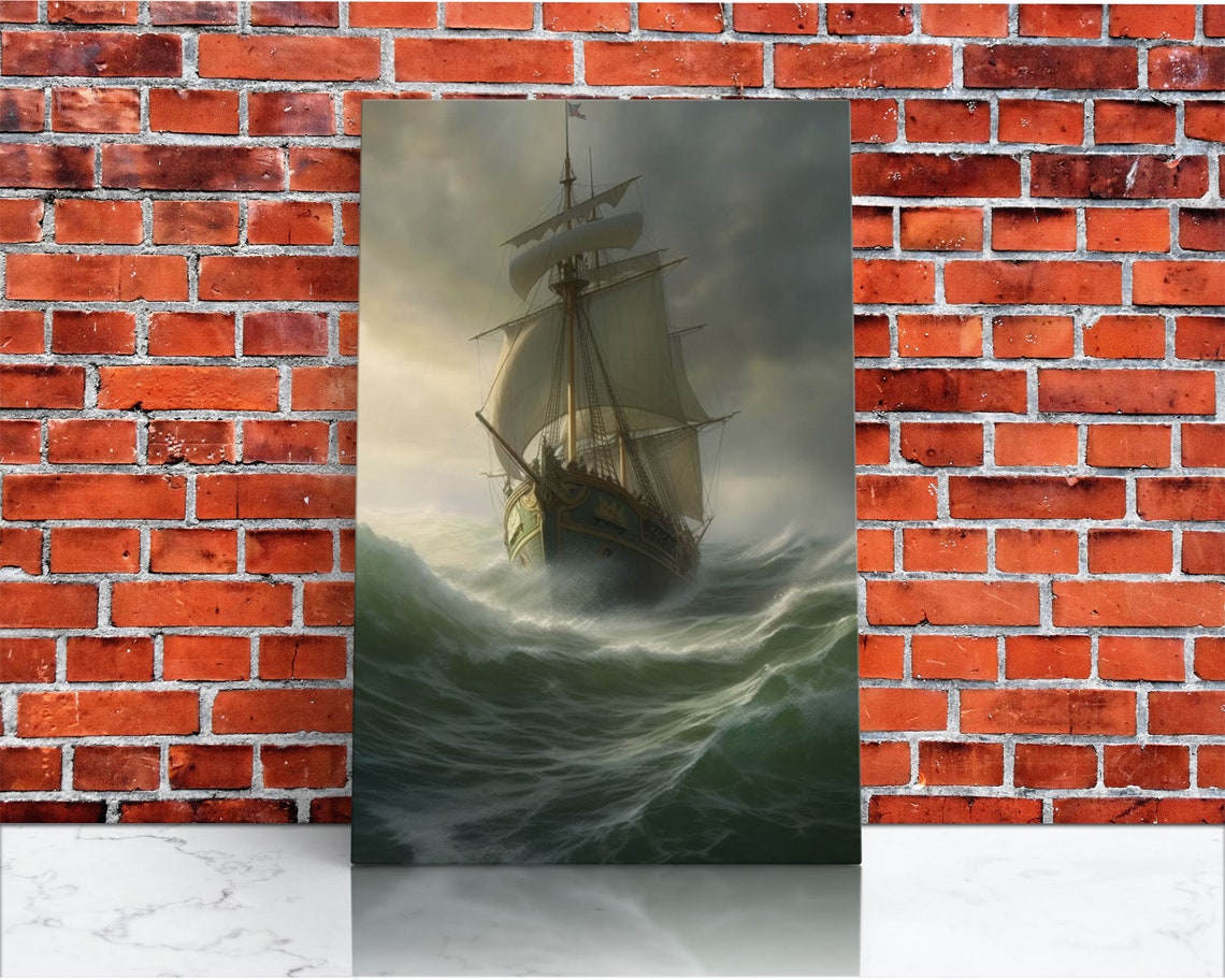 Haunted Ghost Ship On Stormy Seas Dark Fantasy Ocean Art Poster - Image 3