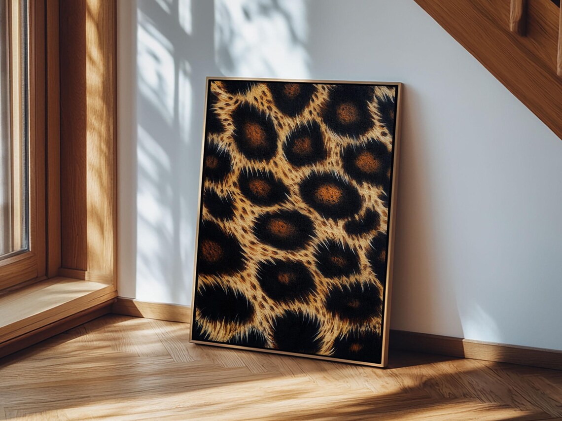 Leopard Print Fur Spots Pattern Tall Rustic Animal Farmhouse Decor Wall Art Print - Image 4