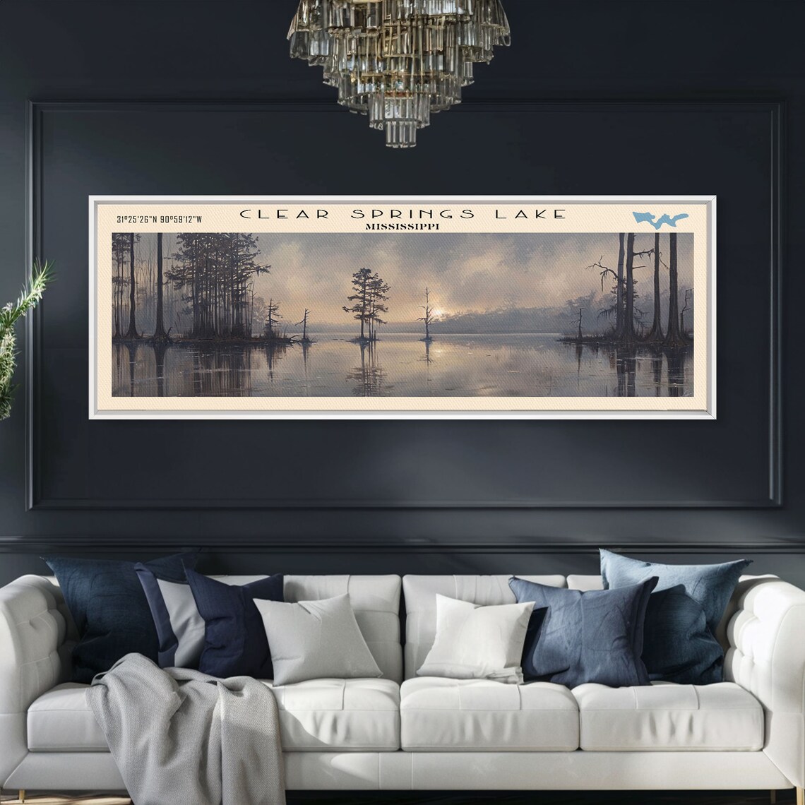 Clear Springs Lake Mississippi Travel Poster, Lake House Decor