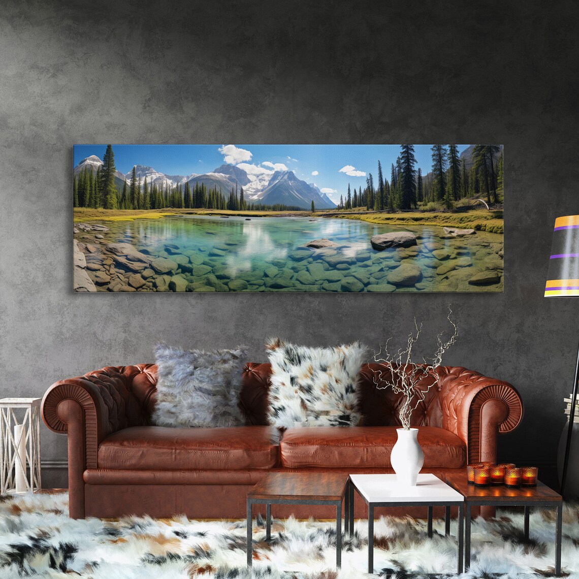Banff National Park Snowcapped Peaks Turquoise Lake Panoramic Poster - Image 3
