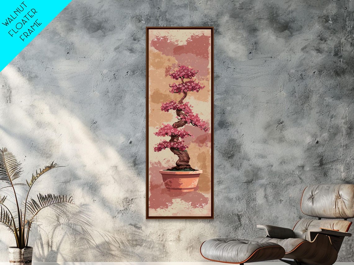 Potted Bonsai Cherry Blossom Tree Pink Bloom Japanese Art Poster - Image 2