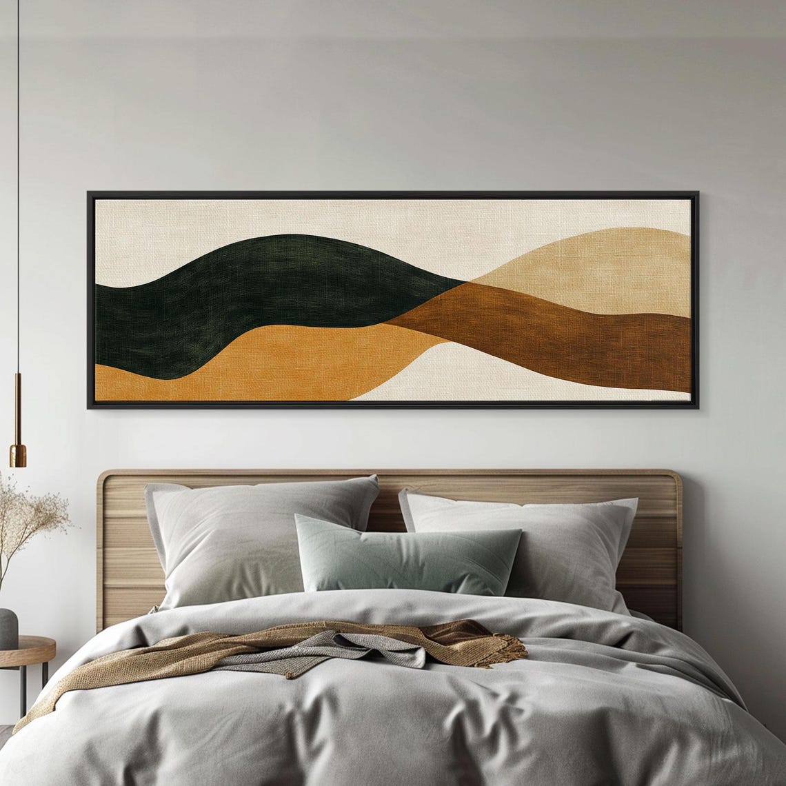 Earth Tones Abstract Painting Print Eclectic Boho Style Wall Art Oversized Panoramic Print Above Sofa Abstract Painting - Image 5