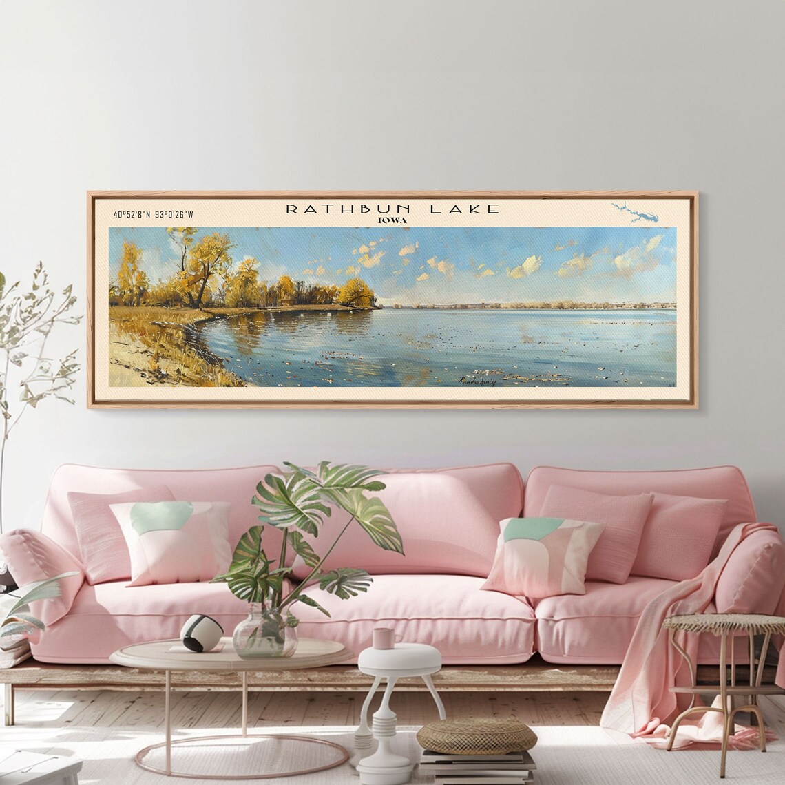 Rathbun Lake Iowa Golden Autumn Trees Sunny Shore Travel Poster - Image 2