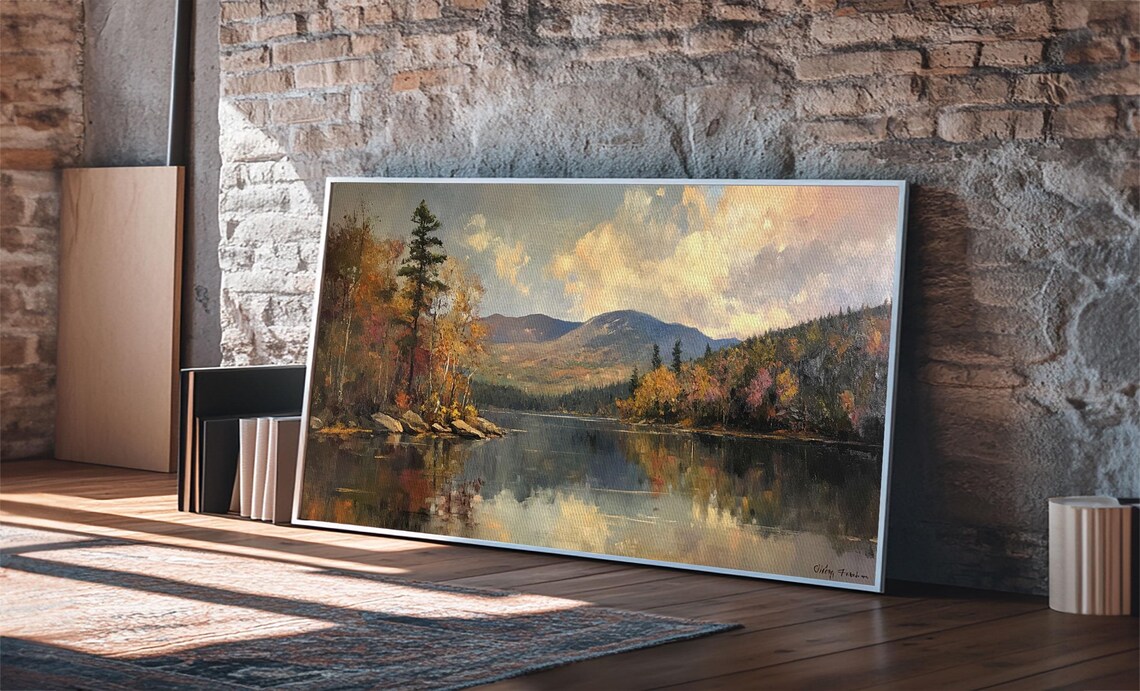 Mountains With Lake, French Oil Painting Art Print - Image 5