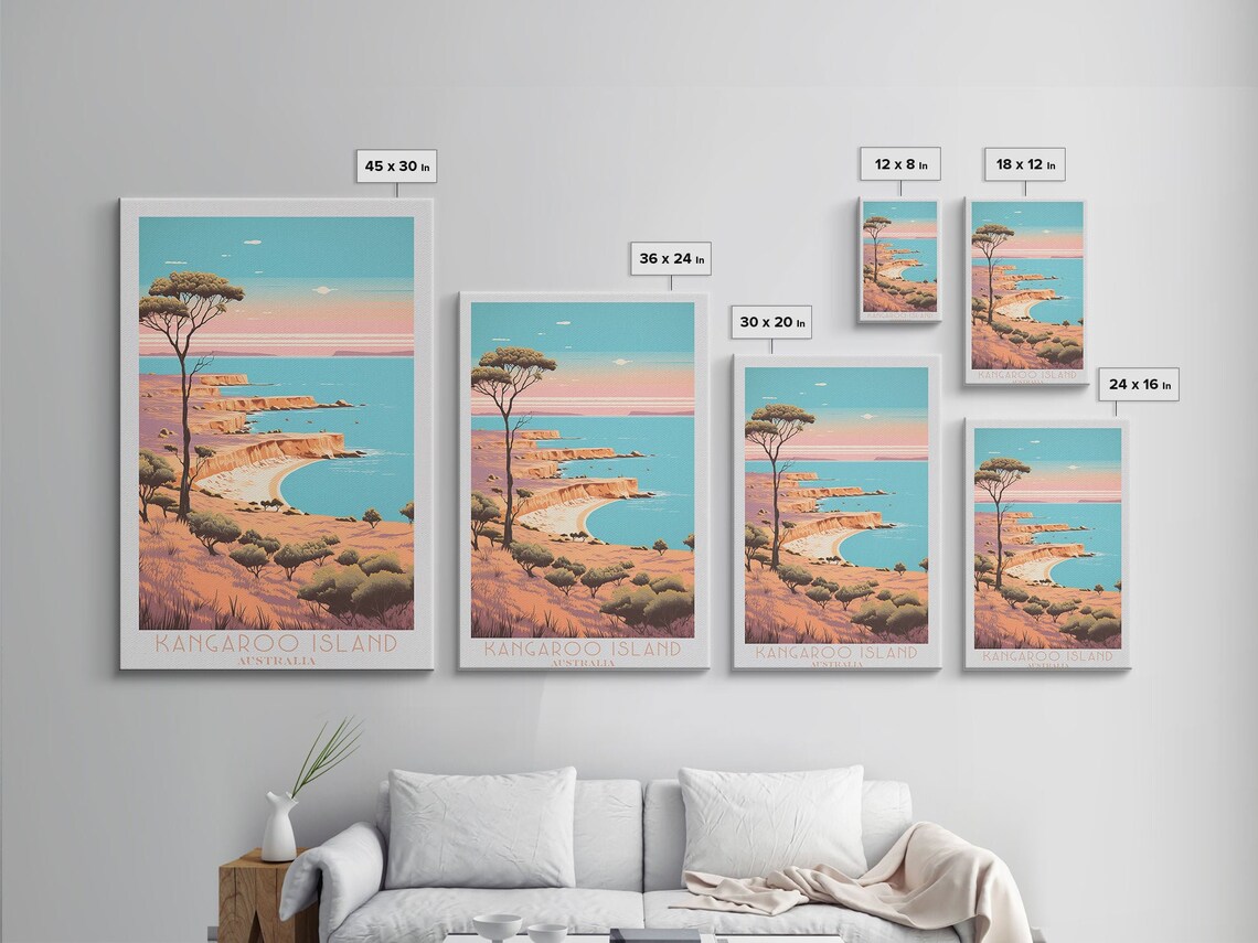 Kangaroo Island Australia Coastal Cliffs Turquoise Ocean Vintage Poster - Image 2