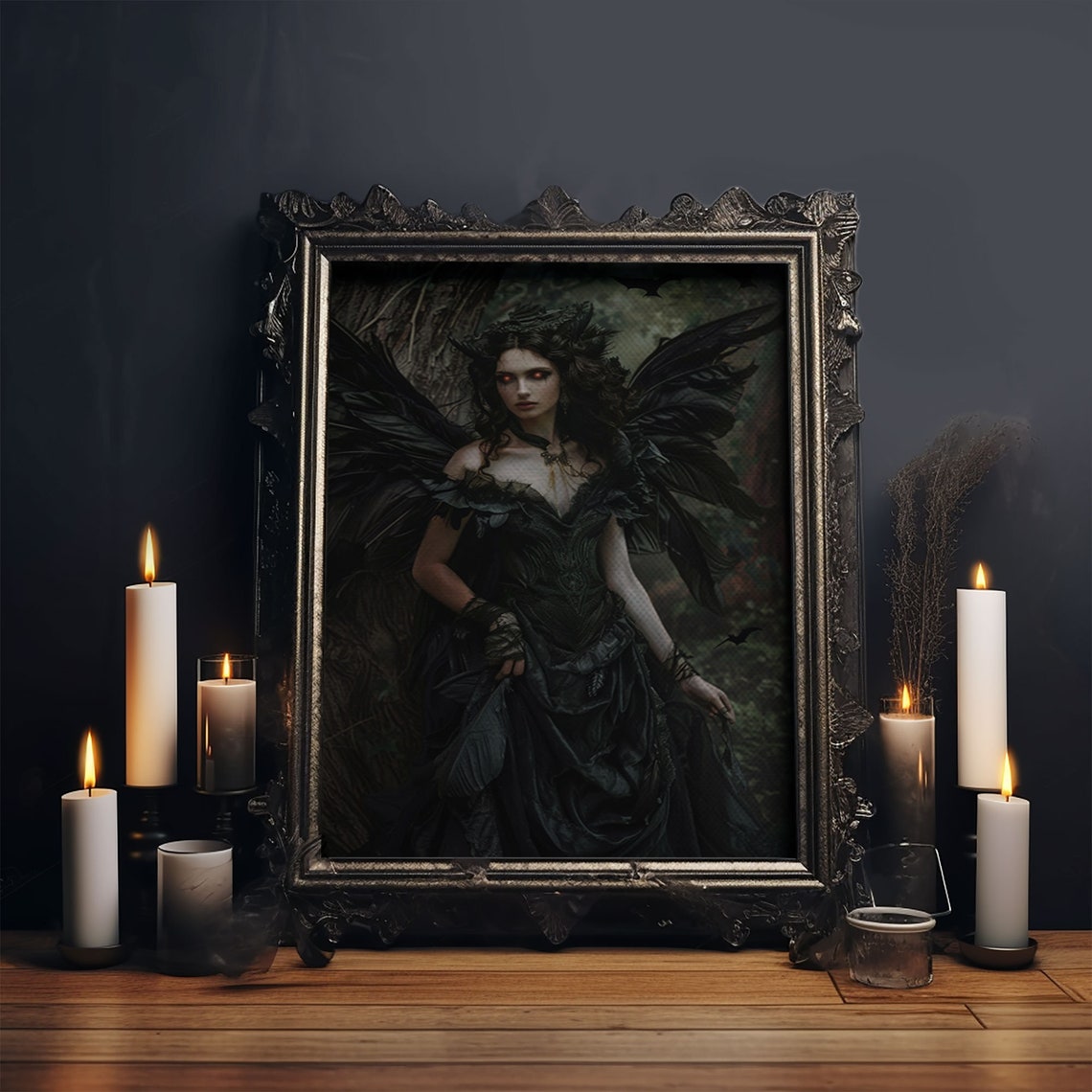 Dark Angel With Black Wings In Haunted Forest Gothic Fantasy Poster - Image 6