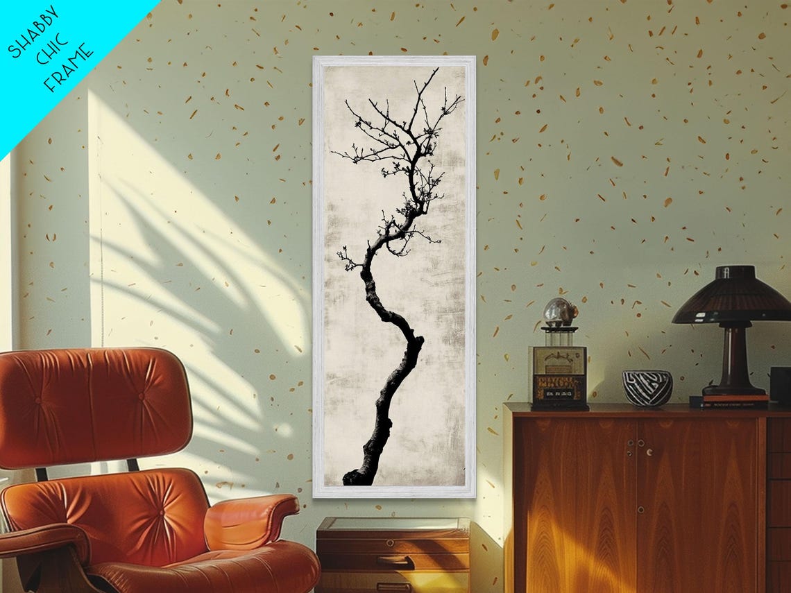 Lone Bare Tree Ink Sketch Minimalist Black White Nature Wall Art - Image 3