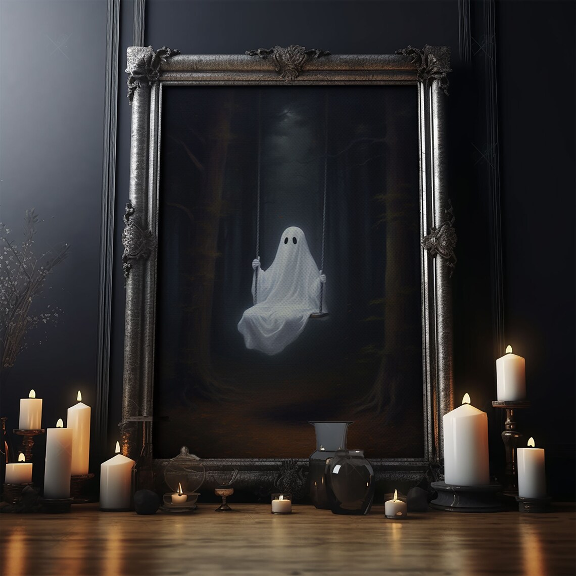 Playground Ghost Vintage Halloween Art Print, Goth Decor - Image 4