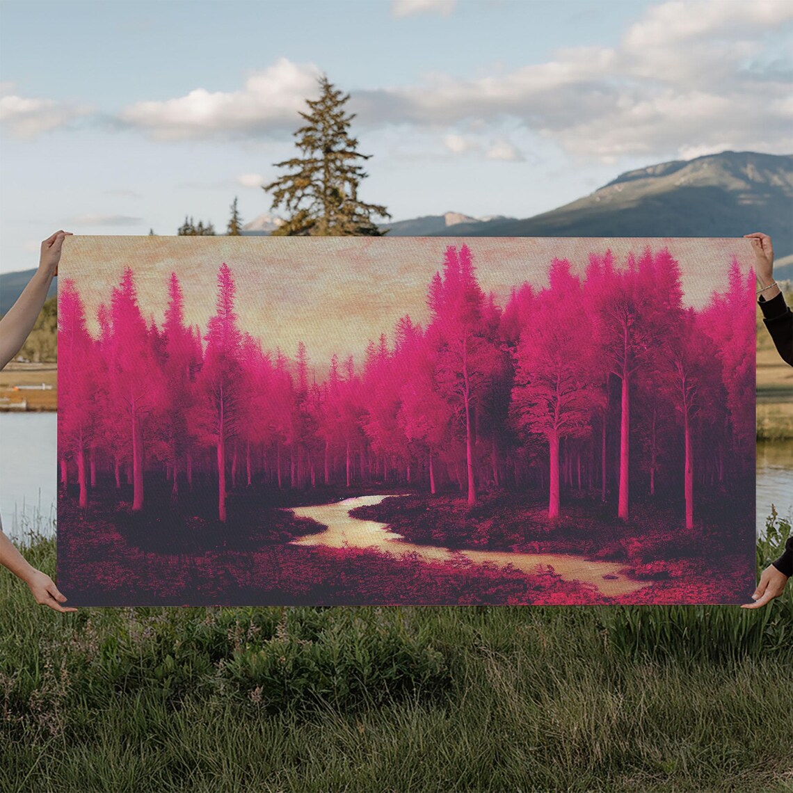 Fuchsia Forest Surreal Abstract Psychedelic Art