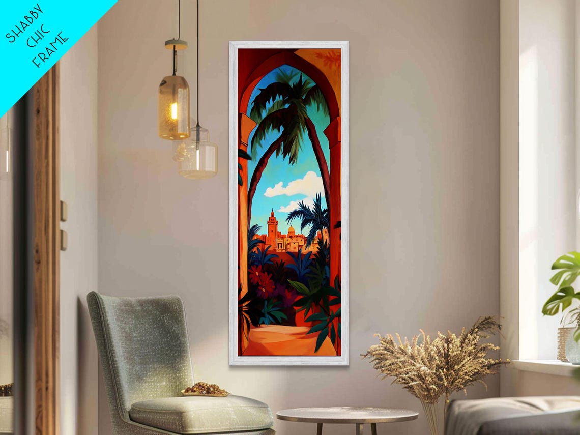 Moroccan Archway With Palm Trees And Old Town Sunset View Poster - Image 2