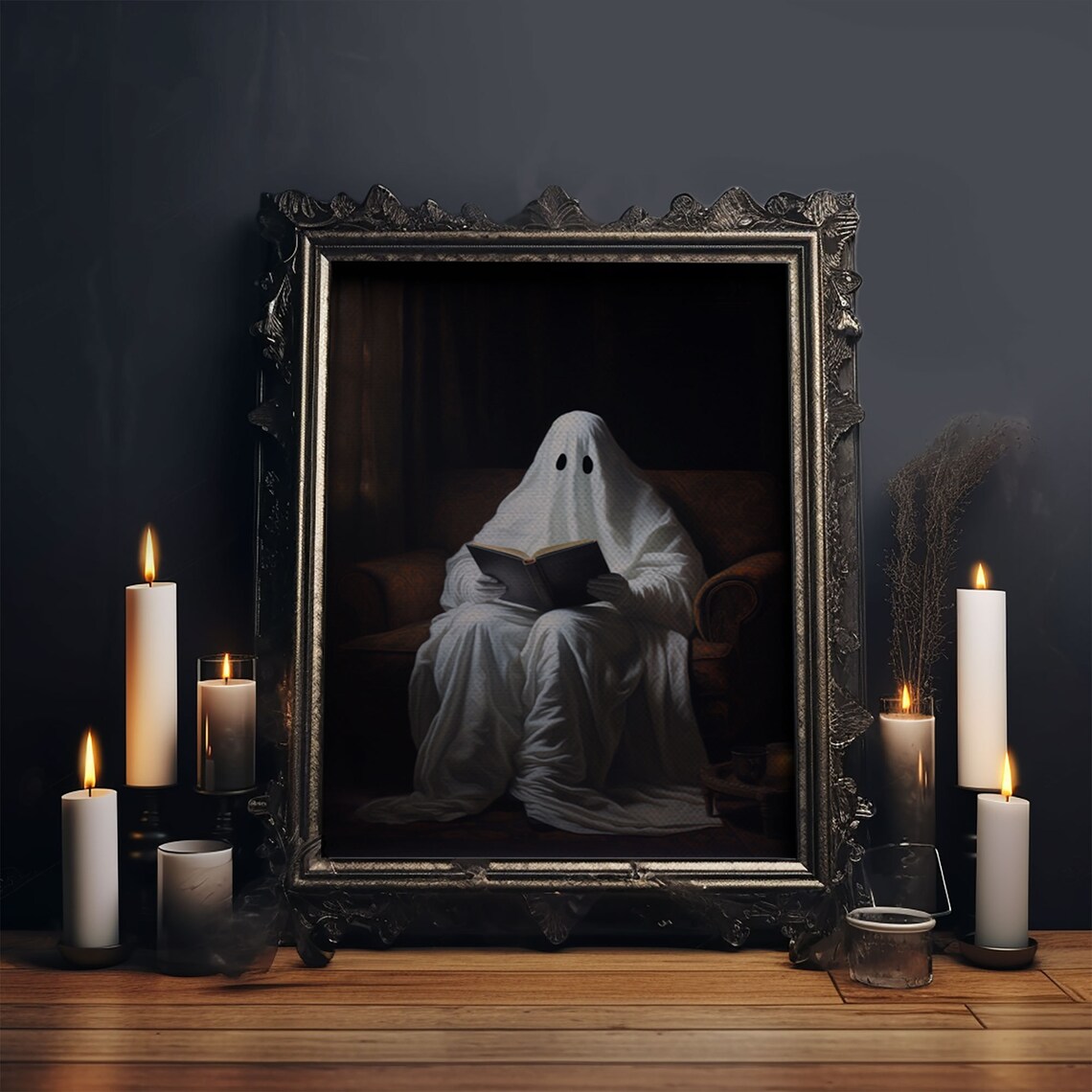 Victorian Ghost Reading A Book, Dark Academia Art Print - Image 4
