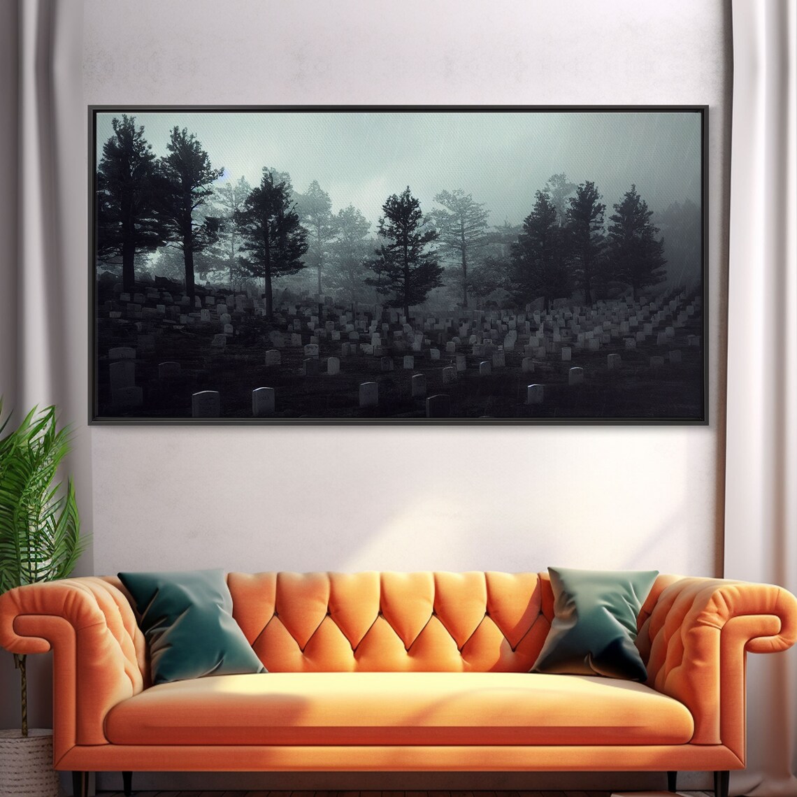 Creepy Haunted Cemetery Halloween Wall Art Print - Image 4